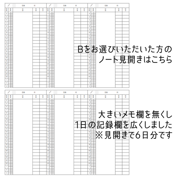 育児記録　双子　横書き