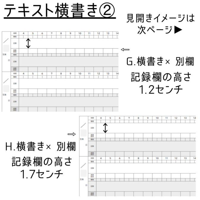 育児記録　双子　横書き